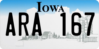 IA license plate ARA167