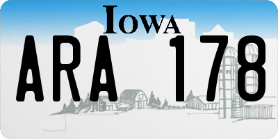 IA license plate ARA178