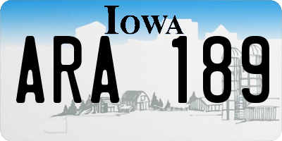 IA license plate ARA189