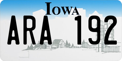 IA license plate ARA192