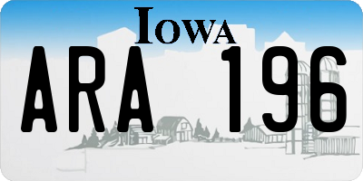IA license plate ARA196