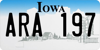 IA license plate ARA197