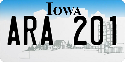 IA license plate ARA201