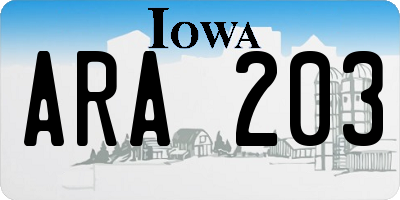 IA license plate ARA203