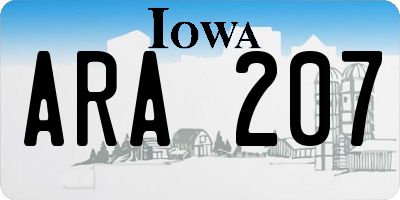 IA license plate ARA207