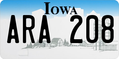 IA license plate ARA208