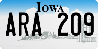 IA license plate ARA209