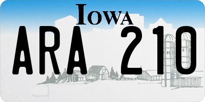 IA license plate ARA210