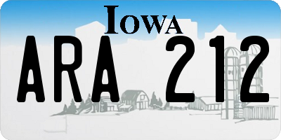 IA license plate ARA212