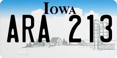 IA license plate ARA213