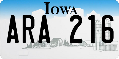 IA license plate ARA216