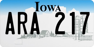 IA license plate ARA217