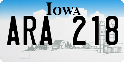 IA license plate ARA218