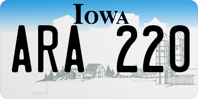 IA license plate ARA220