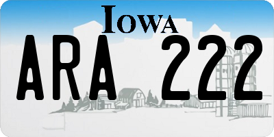 IA license plate ARA222
