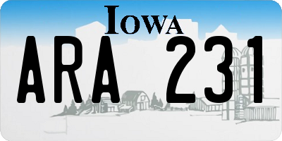 IA license plate ARA231