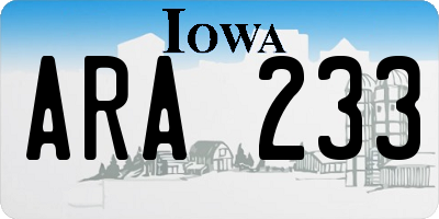 IA license plate ARA233