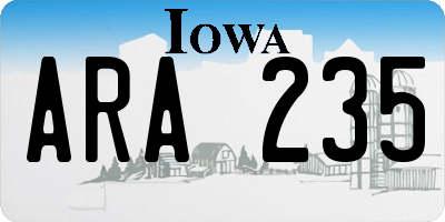 IA license plate ARA235