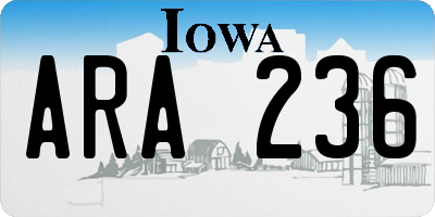 IA license plate ARA236