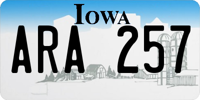 IA license plate ARA257