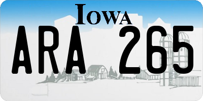 IA license plate ARA265