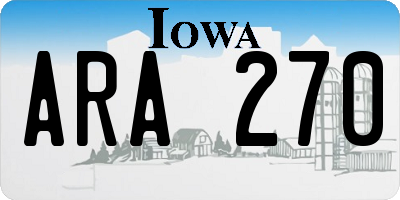 IA license plate ARA270
