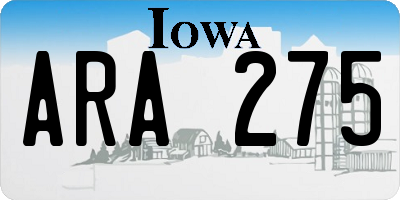 IA license plate ARA275