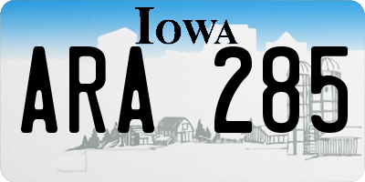 IA license plate ARA285