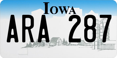 IA license plate ARA287