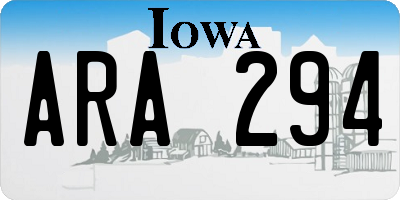 IA license plate ARA294