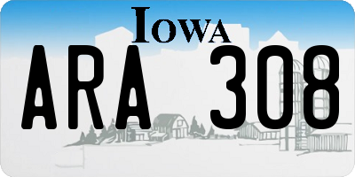 IA license plate ARA308