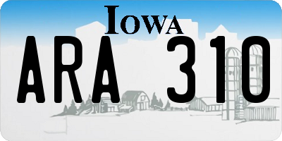 IA license plate ARA310
