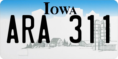 IA license plate ARA311