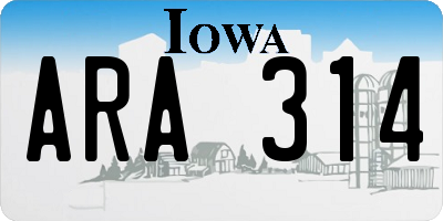 IA license plate ARA314