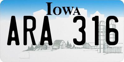 IA license plate ARA316