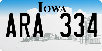 IA license plate ARA334