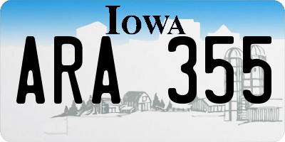 IA license plate ARA355