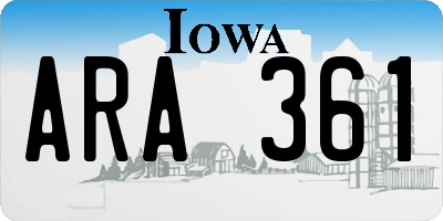 IA license plate ARA361