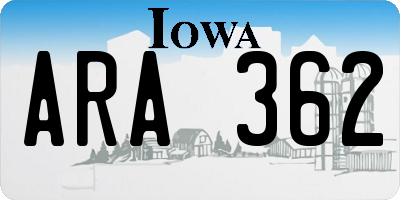 IA license plate ARA362