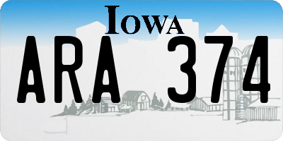 IA license plate ARA374