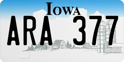 IA license plate ARA377