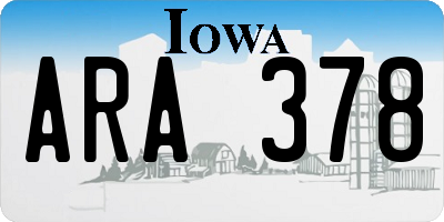 IA license plate ARA378