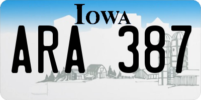 IA license plate ARA387
