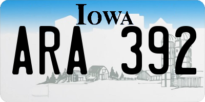 IA license plate ARA392