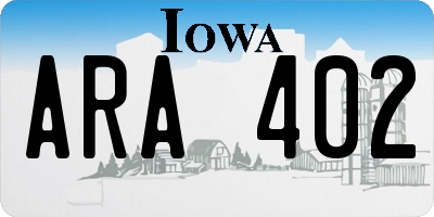 IA license plate ARA402