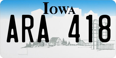 IA license plate ARA418