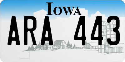 IA license plate ARA443