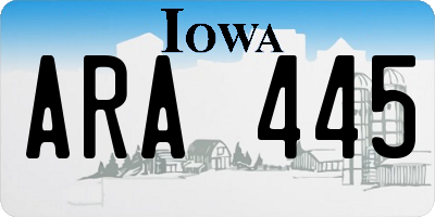 IA license plate ARA445