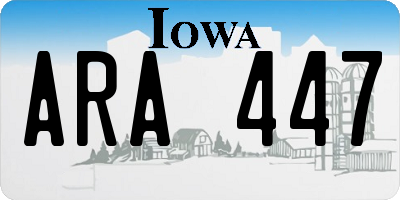 IA license plate ARA447