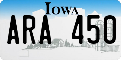IA license plate ARA450